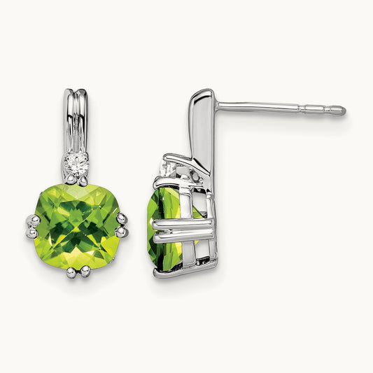 Cushion Peridot and Diamond Earrings — photo set