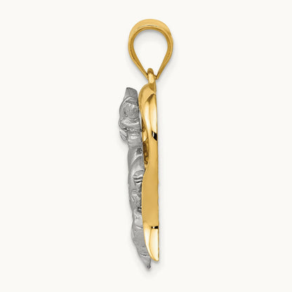 Cat In Heart Charm, 14K Two-tone