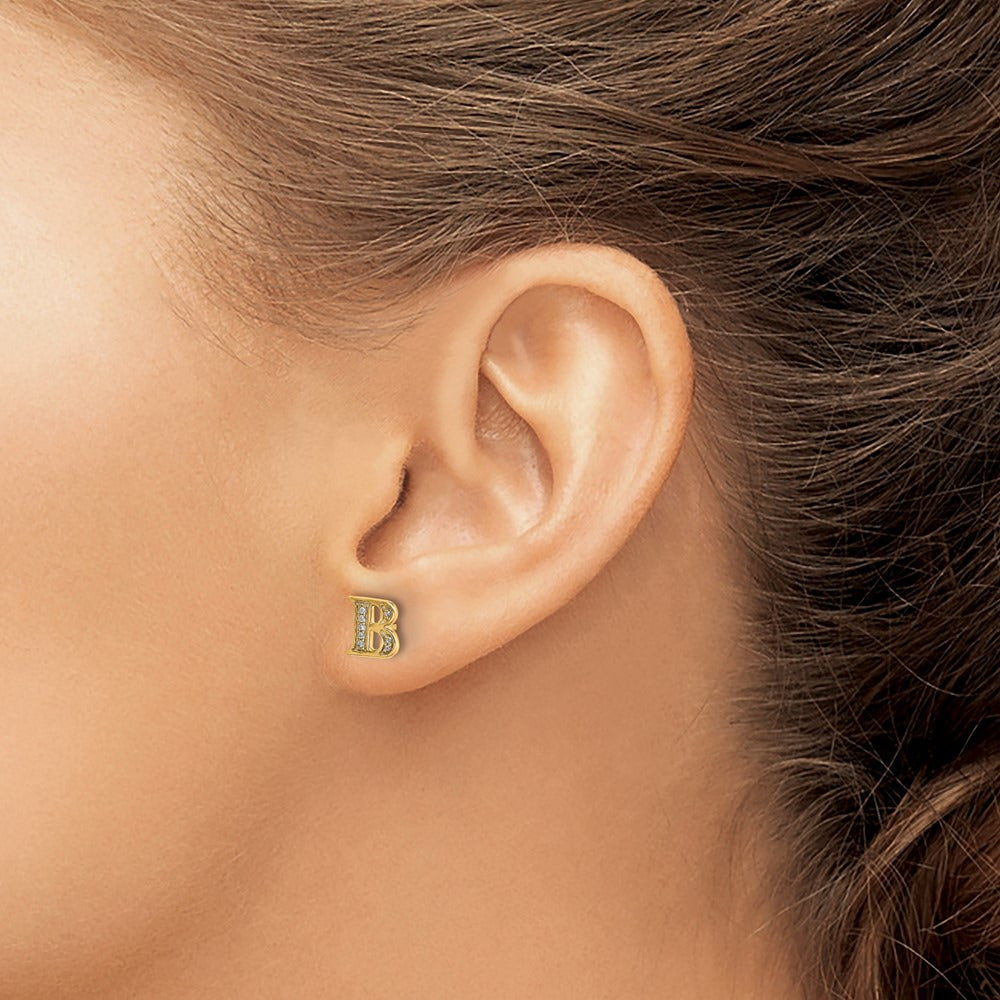 Diamond Earrings — 14K Yellow Gold, 8mm, B