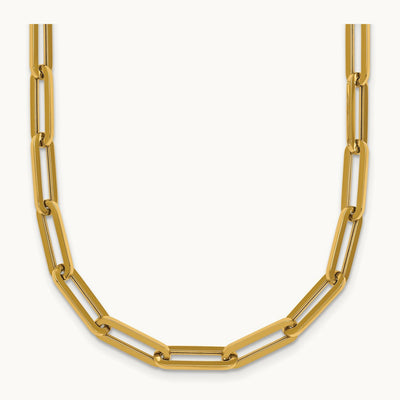 Polished 18in Paperclip Link Necklace, 14K