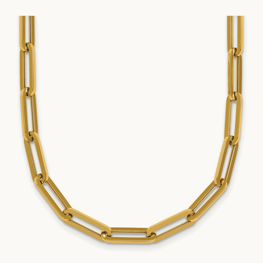 Polished 18in Paperclip Link Necklace, 14K