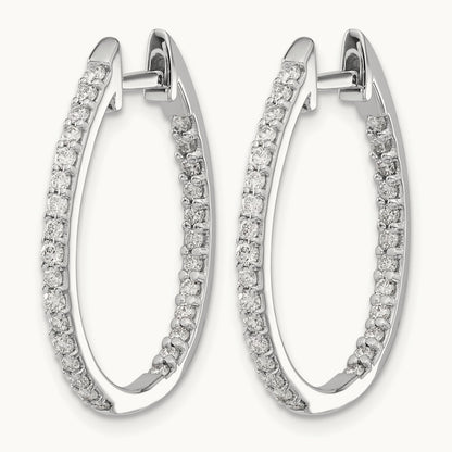 In/Out Hinged Hoop Earrings, 0.75 ct tw Lab-Grown Diamond
