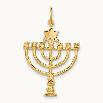 3D Menorah Charm, 14K