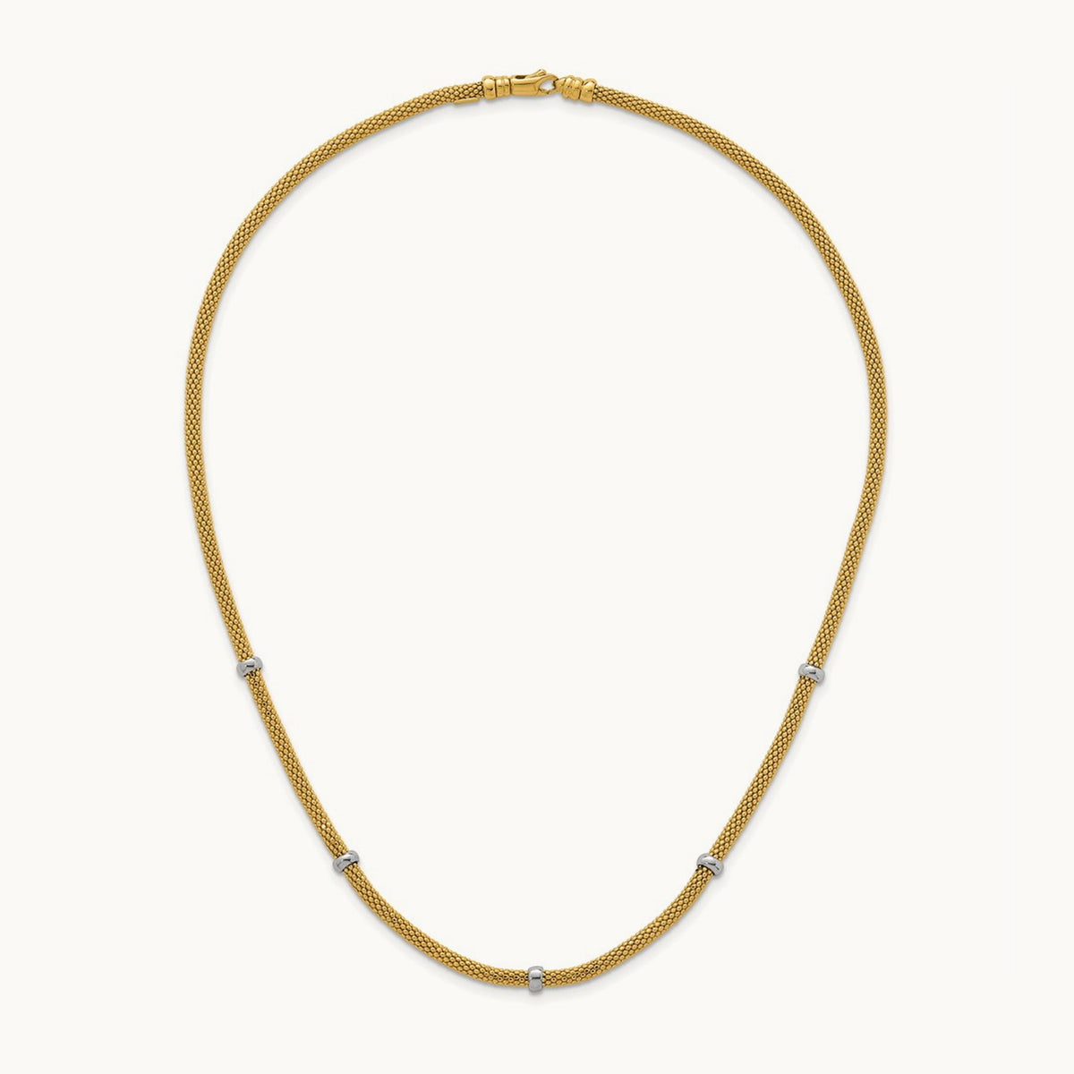 Polished Fancy Mesh With Bead Necklace, 14K Two-tone