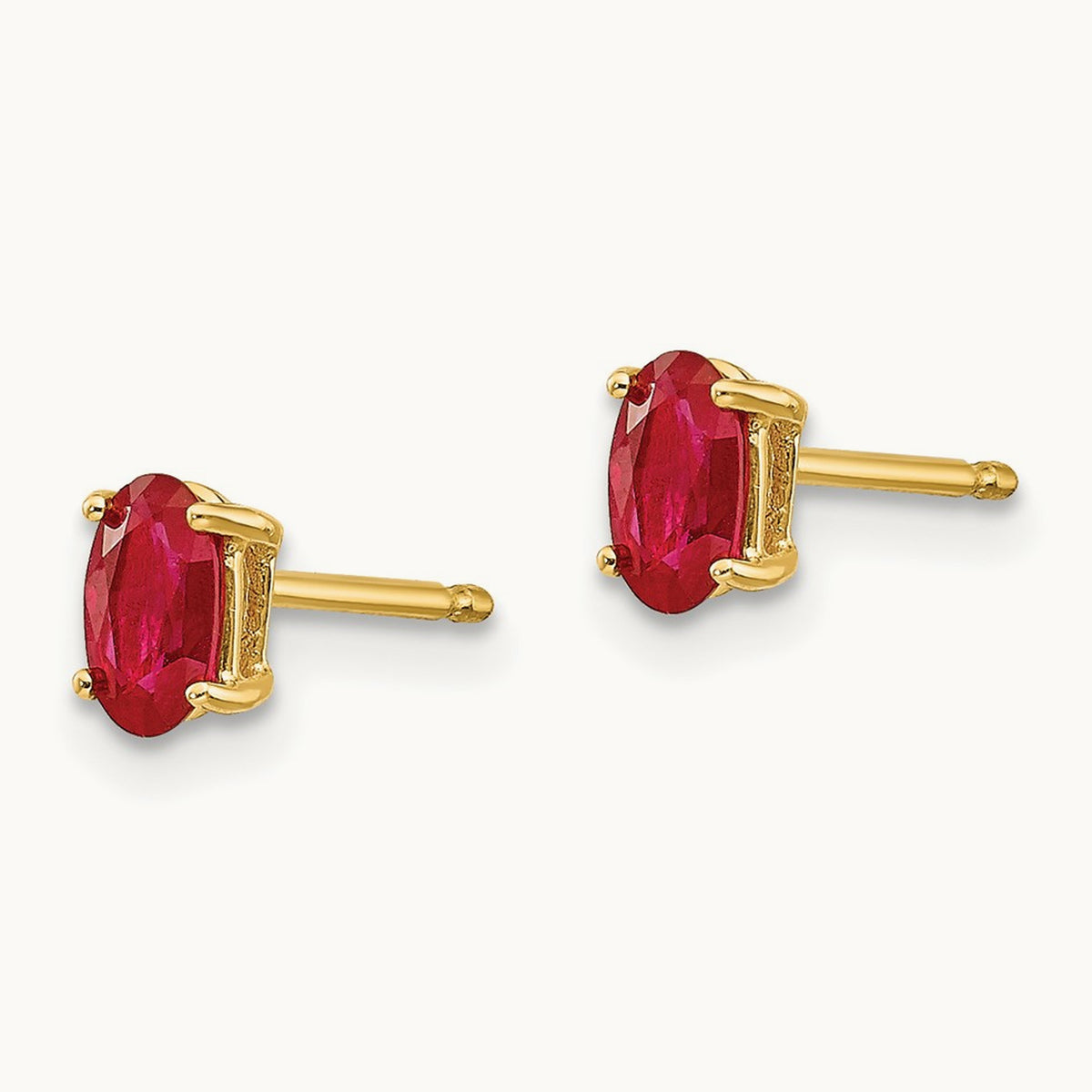 Ruby Post Earrings — 14K Yellow Gold