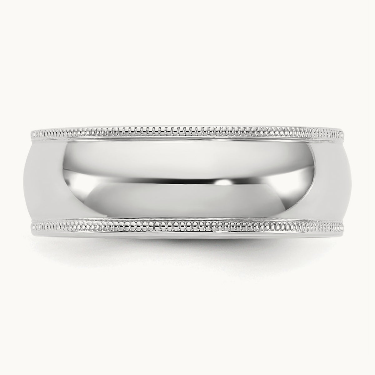 Milgrain Comfort Fit Band — 14K White Gold, 7mm