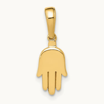 Small Solid Hamsa Pendant, 14K