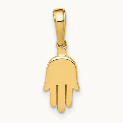 Small Solid Hamsa Pendant, 14K