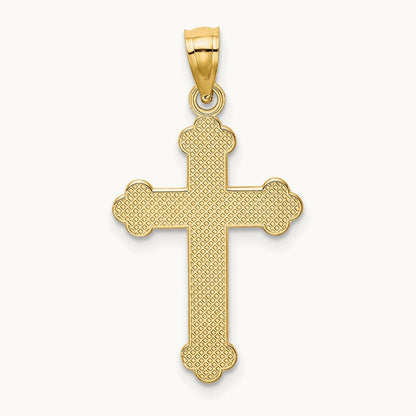 Satin and Polished Faith Cross Pendant, 14K