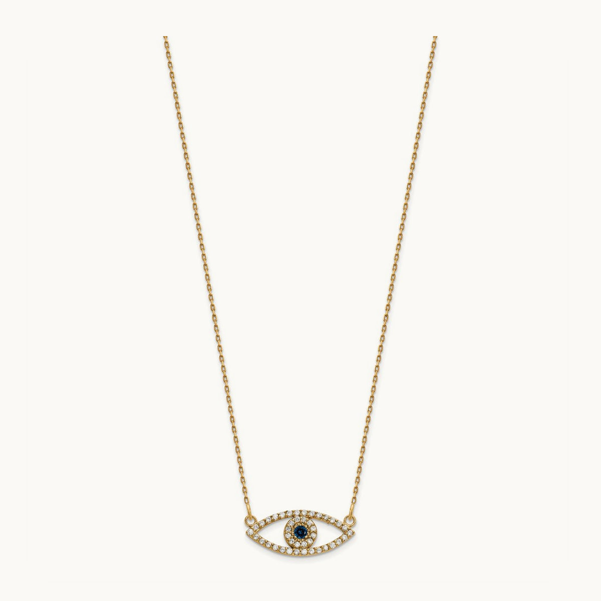 Small Necklace Diamond and Sapphire Evil Eye, 14K
