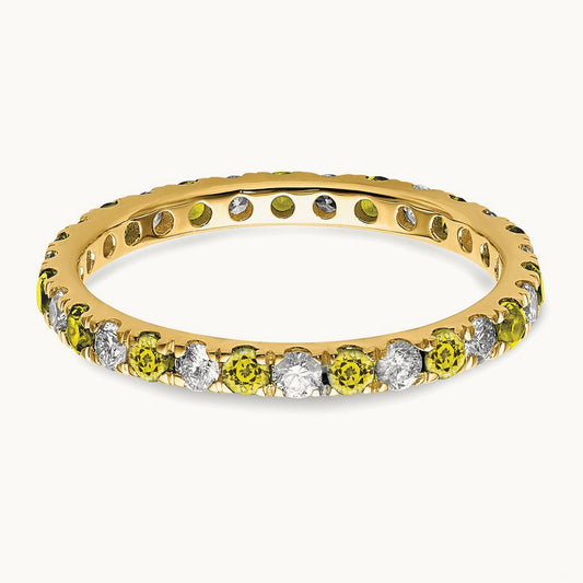 Created Yellow Sapphire Eternity Band, 0.25-0.50 ct tw Lab-Grown Diamond — 14K Yellow Gold