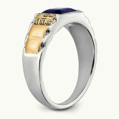 Created Sapphire and Diamond Mens Ring — photo set