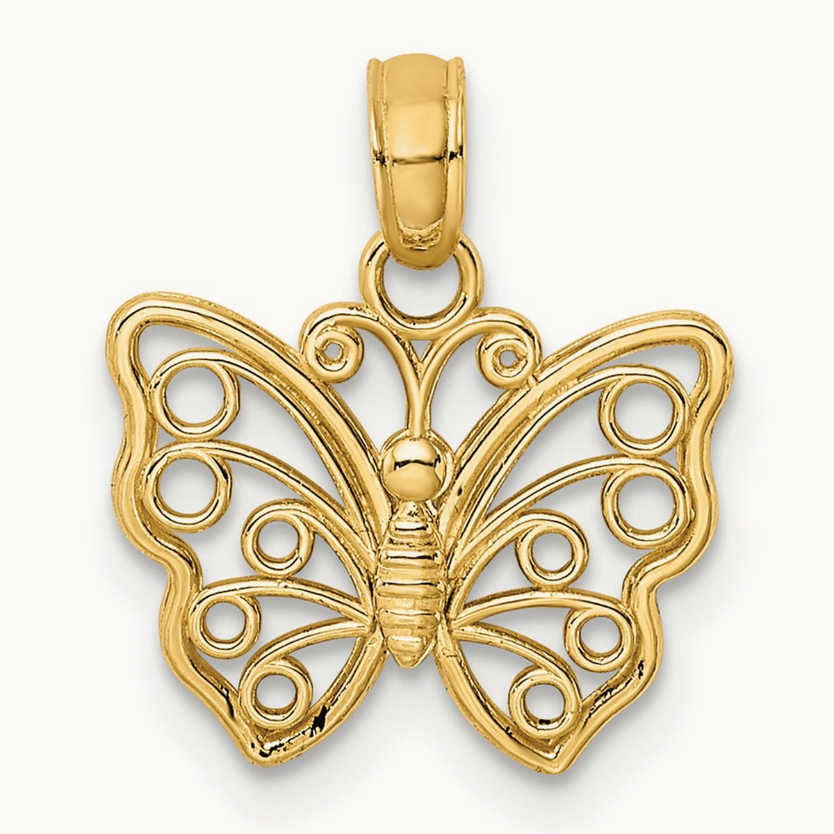 Cut-Out Small Butterfly Charm, 14K