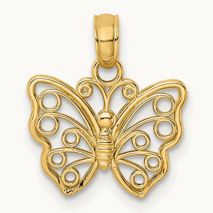 Cut-Out Small Butterfly Charm, 14K