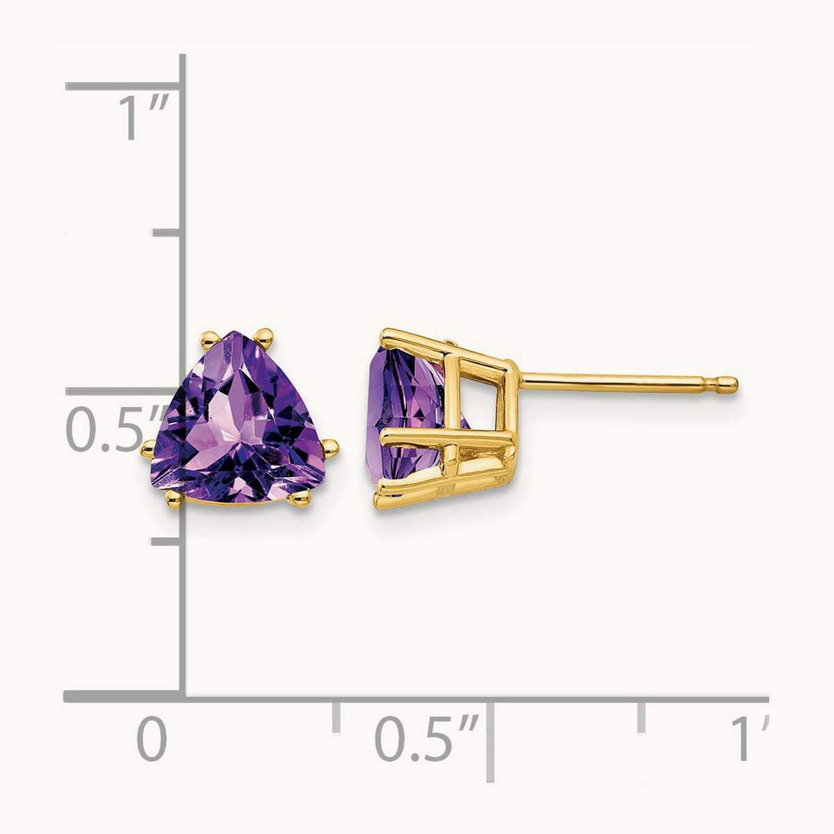 Trillion Amethyst Earrings, 7mm, 14K