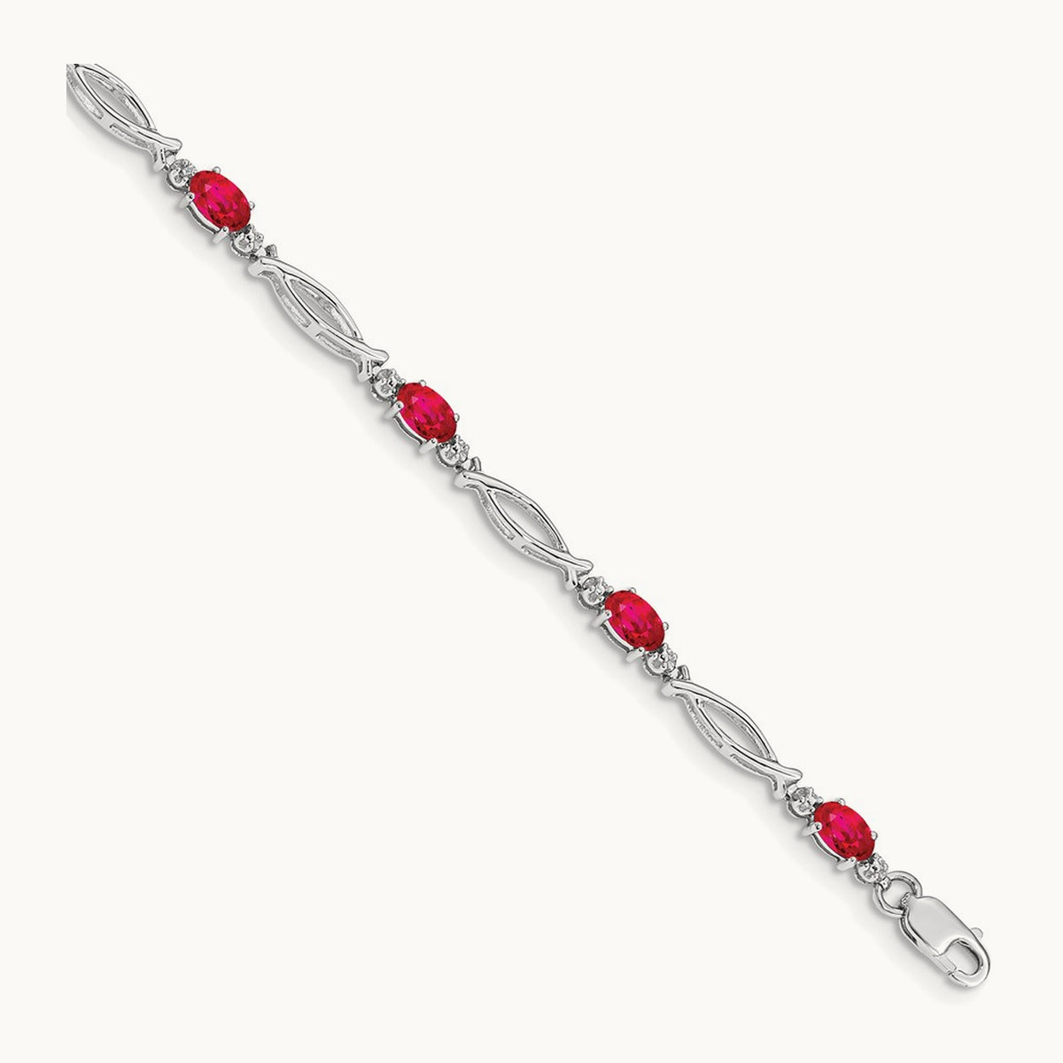 Diamond and Ruby Bracelet, 14K White Gold