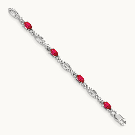 Diamond and Ruby Bracelet, 14K White Gold