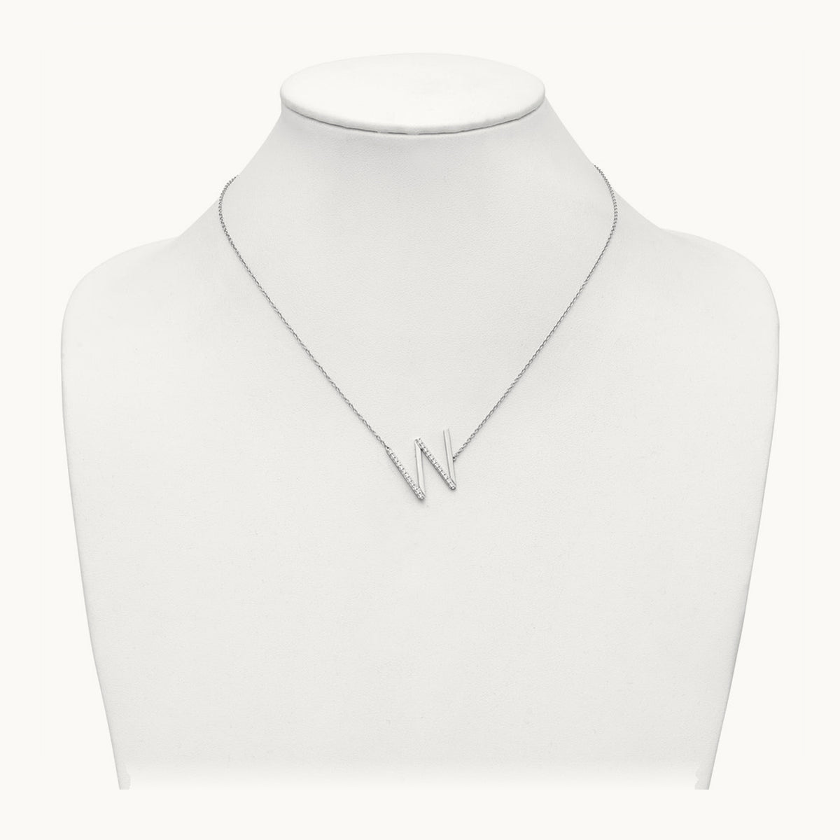 Sideways Diamond Necklace — 14K White Gold, W