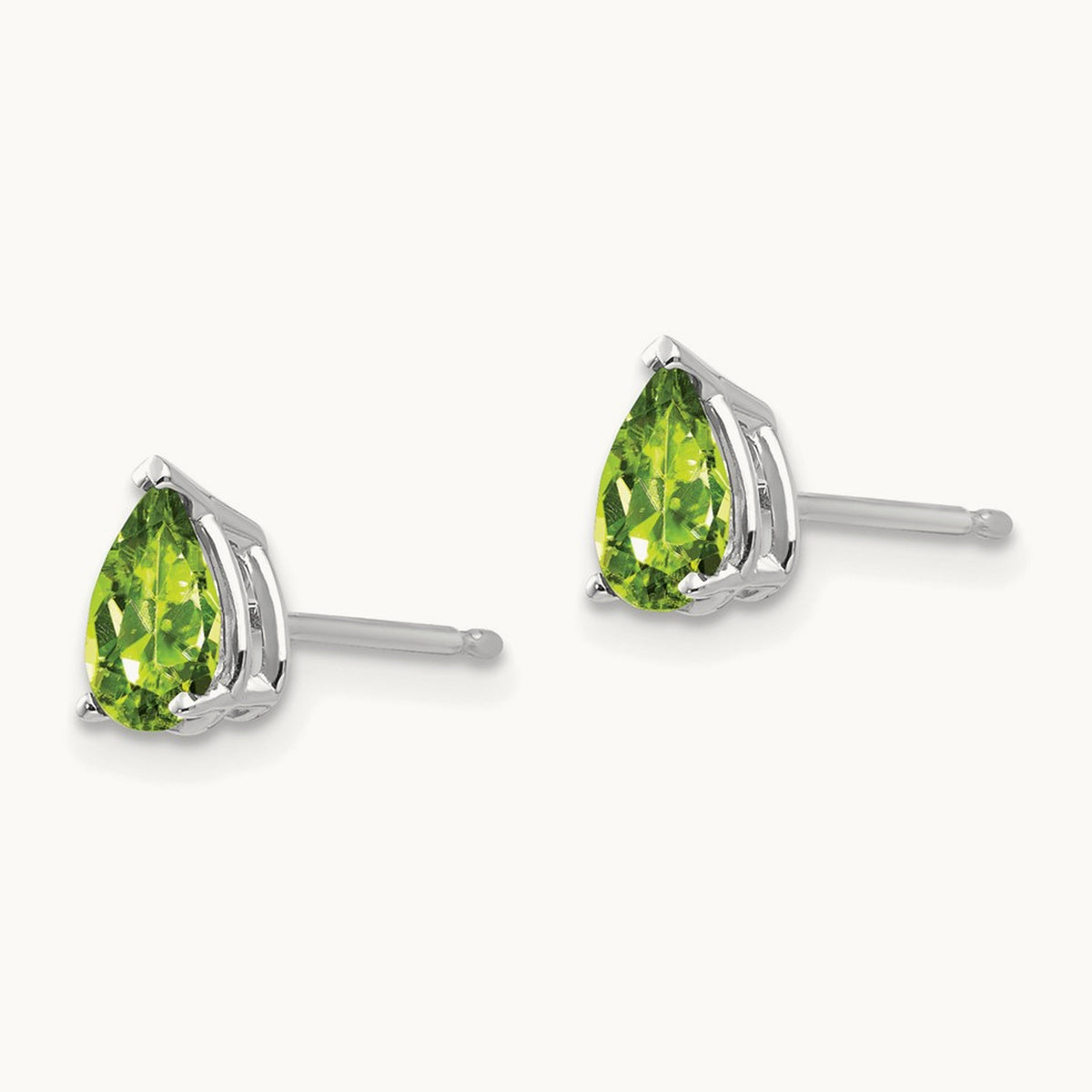 6x4mm Pear Peridot Earrings, 14K White Gold