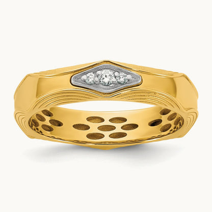 14ktt IB Goodman Mens Complete 3-Stone 1/15ct Diamond Ring