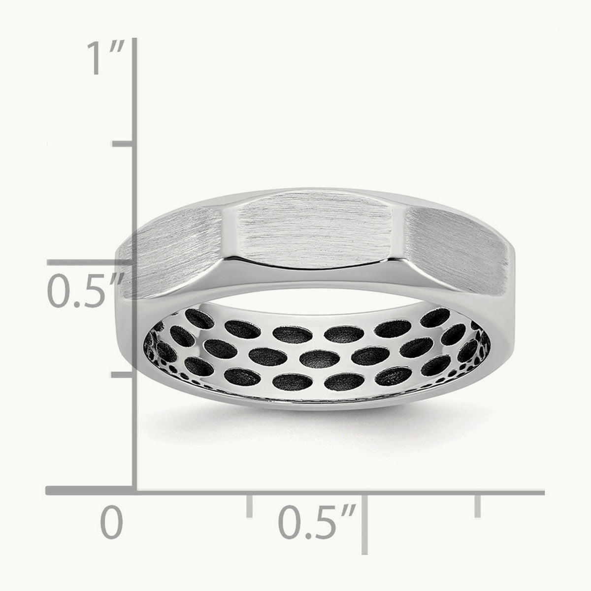 IB Goodman Men's Satin Octagonal Ring, 5.8mm — 14K White Gold