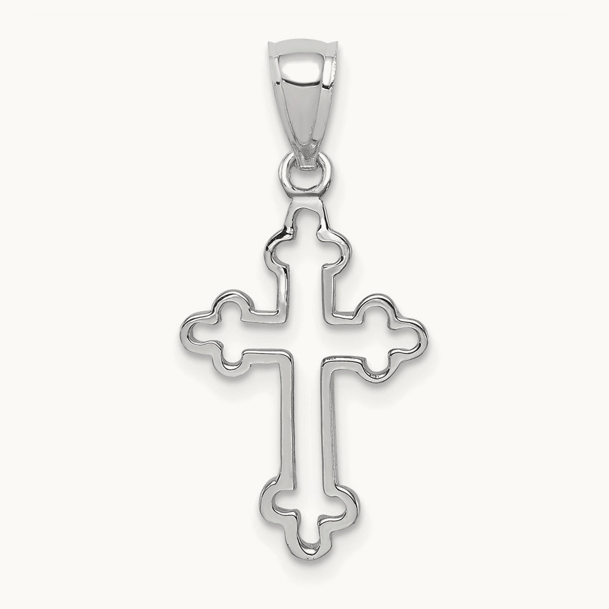 Polished Cross Pendant, 14K White