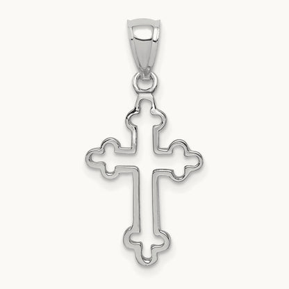 Polished Cross Pendant, 14K White