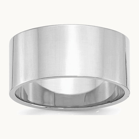 Sterling Silver Rhodium-plated 10mm Flat Band