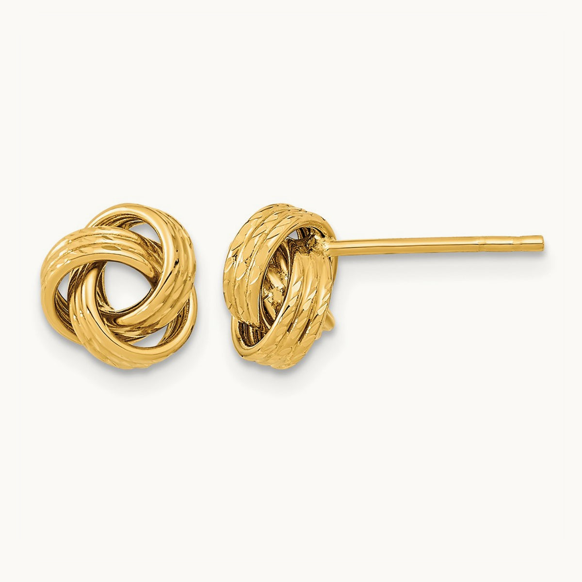 Polished Love knot Post Earrings, 14K