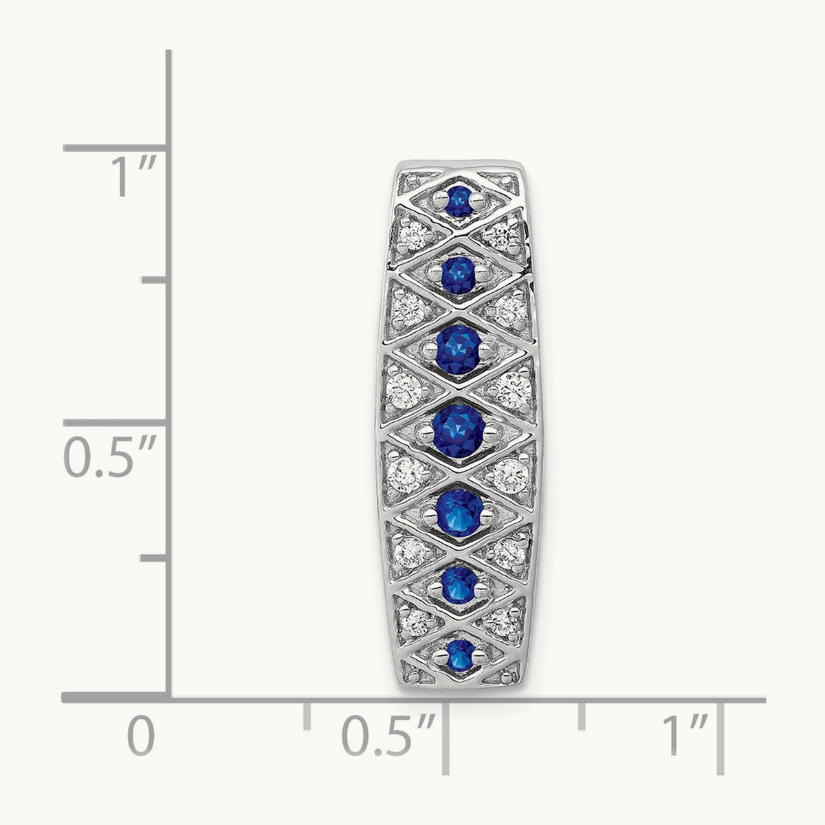 1/5ct. Diamond and .31 Sapphire Fancy Chain Slide, 14K White Gold