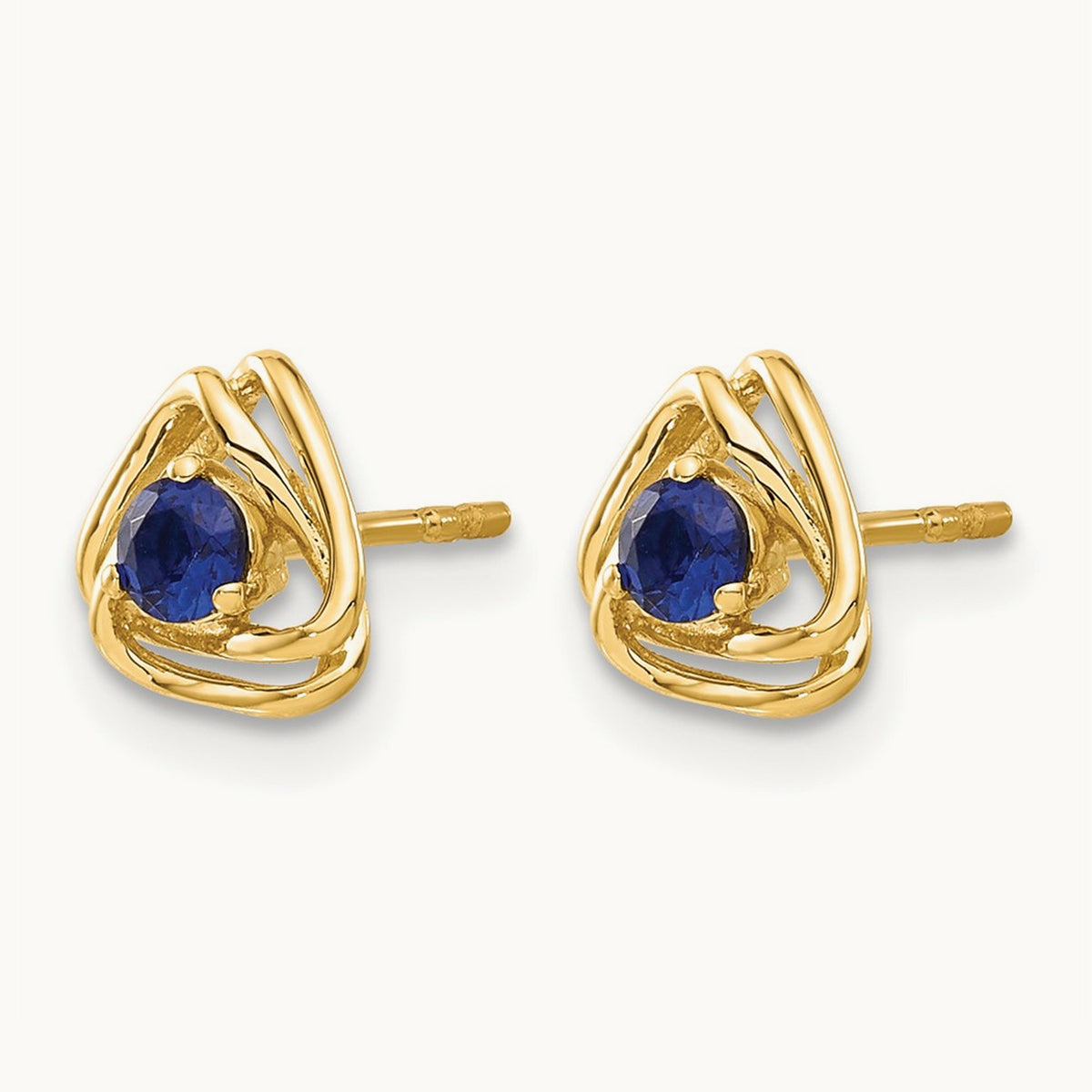 Created Sapphire Post Earrings — 14K Yellow Gold
