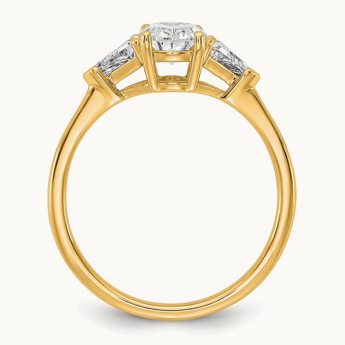 Oval & Trillion 3 Stone Engagement Ring, 1.50-4.00 ct tw Lab-Grown Diamond — 1 1/2 ct, 14K Yellow Gold