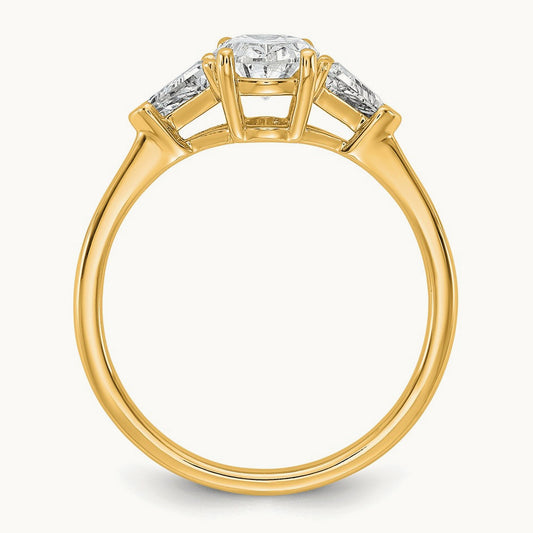 Oval & Trillion 3 Stone Engagement Ring, 1.50-4.00 ct tw Lab-Grown Diamond — 1 1/2 ct, 14K Yellow Gold