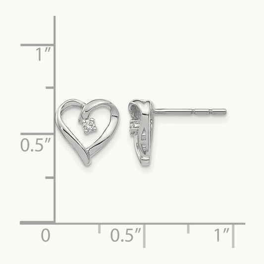 Diamond Heart Earrings — 14K White Gold
