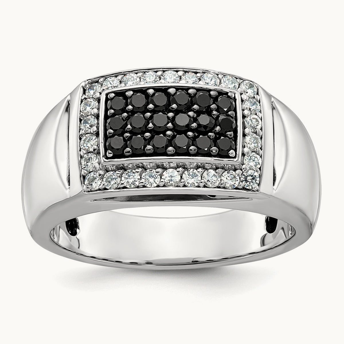 Black Rectangle Cluster Ring, 0.75 ct tw Lab-Grown Diamond