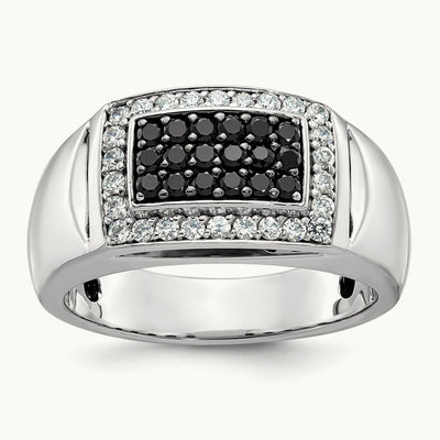 Black Rectangle Cluster Ring, 0.75 ct tw Lab-Grown Diamond