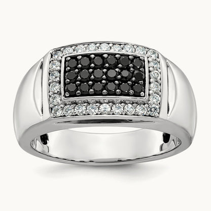 Black Rectangle Cluster Ring, 0.75 ct tw Lab-Grown Diamond
