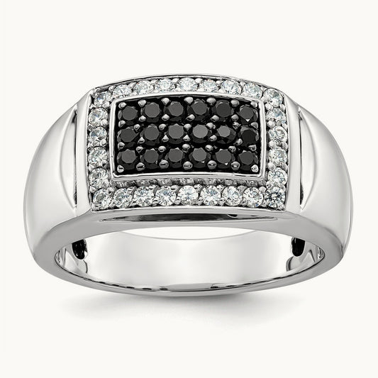 Black Rectangle Cluster Ring, 0.75 ct tw Lab-Grown Diamond