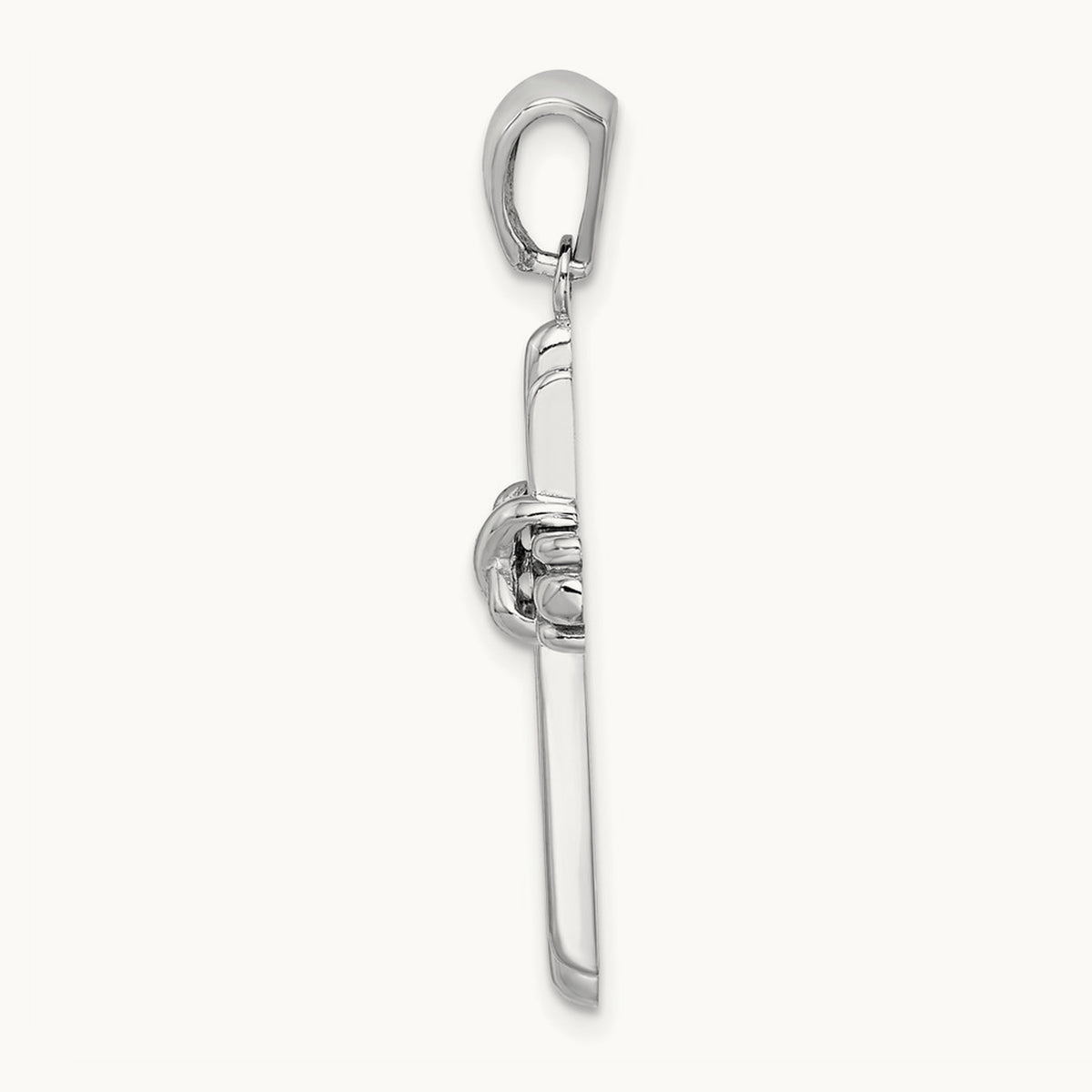Polished Cross Charm, 14K White Gold