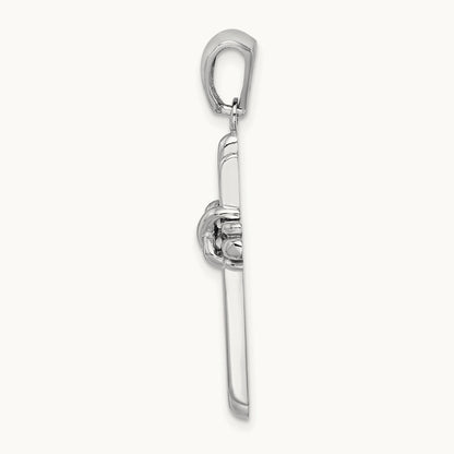 Polished Cross Charm, 14K White Gold