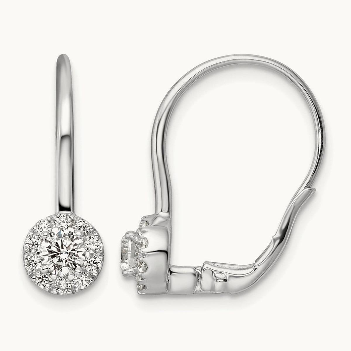 Drop Leverback Earrings, 0.75-1.50 ct tw Lab-Grown Diamond — 3/4 ct, 14K White Gold