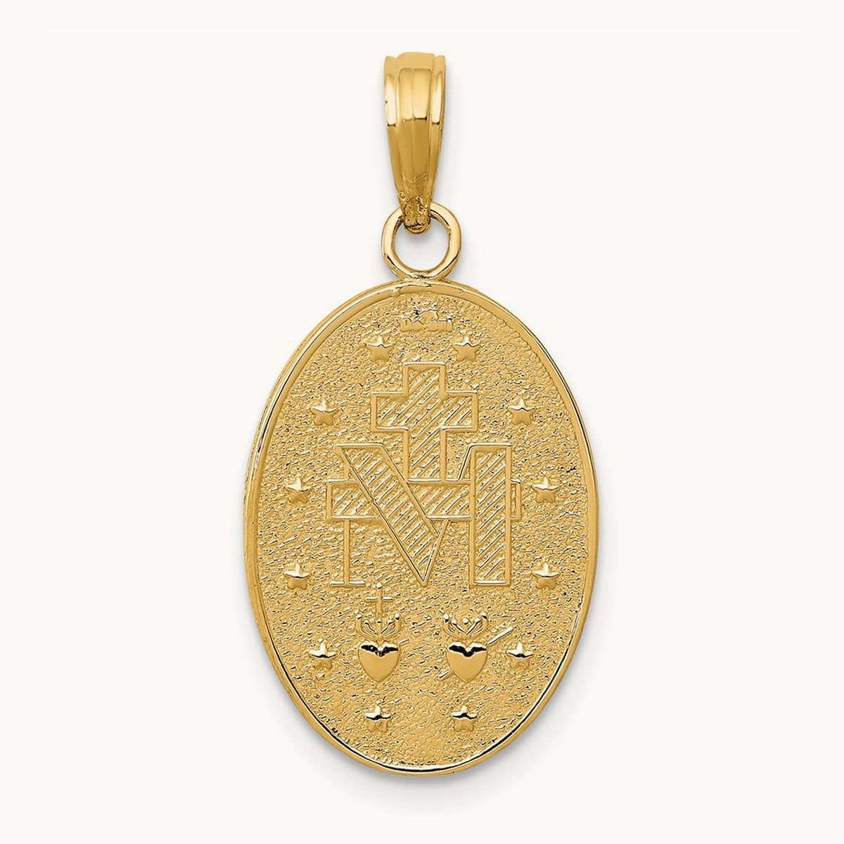 Miraculous Medal Pendant — 14K Yellow Gold, 26mm