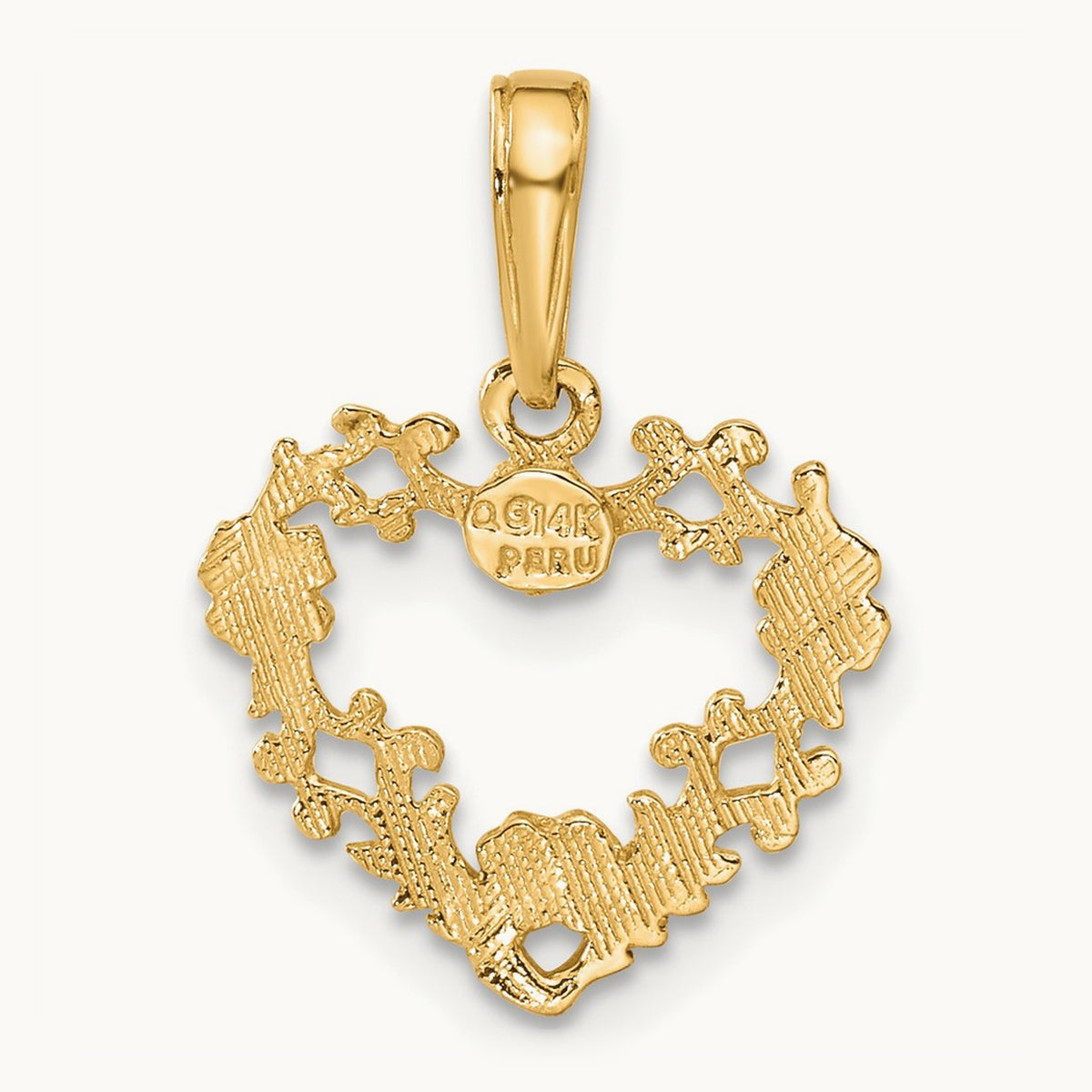 Polished Floral Border Heart Pendant — 19mm