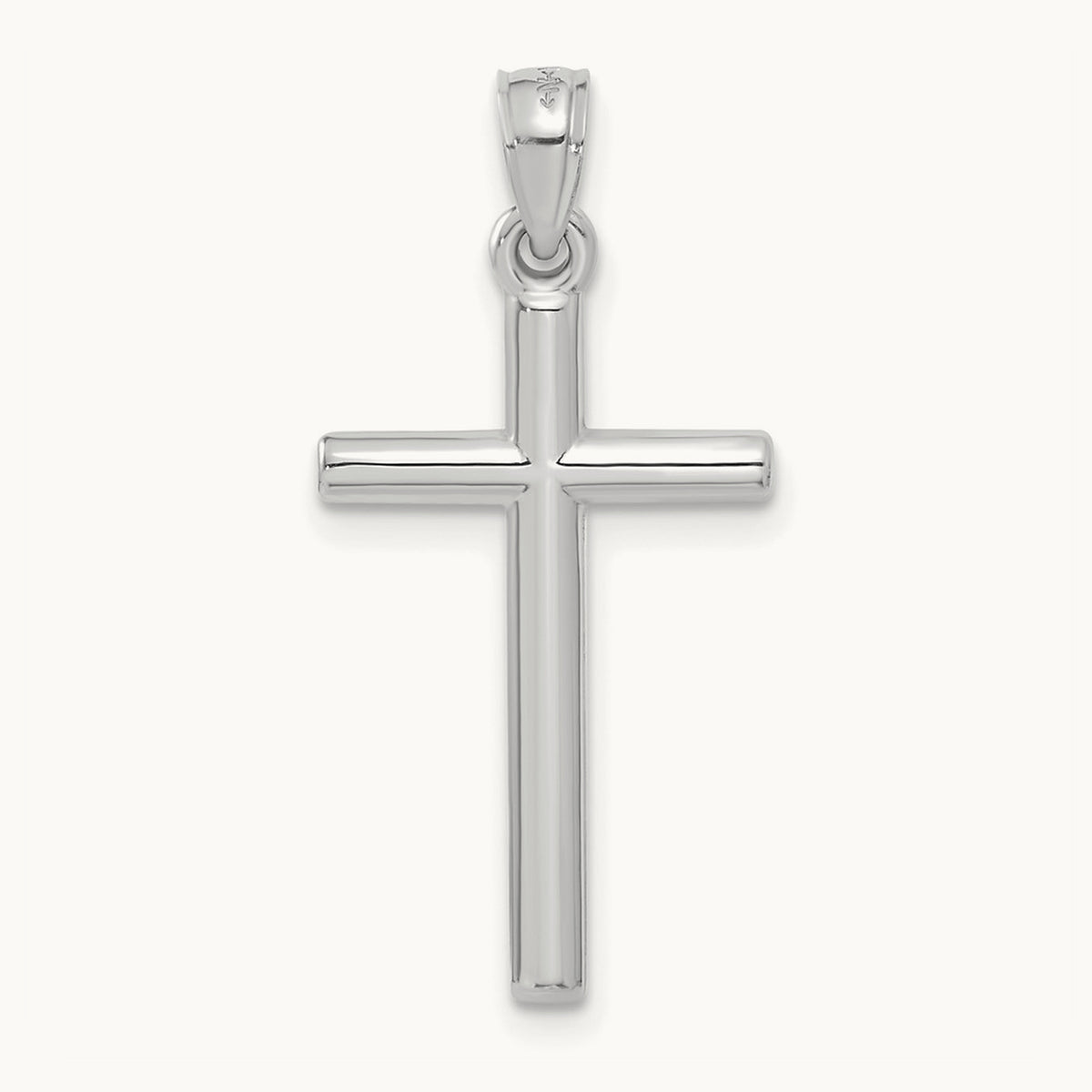 Polished Hollow Cross Pendant, 14K White Gold