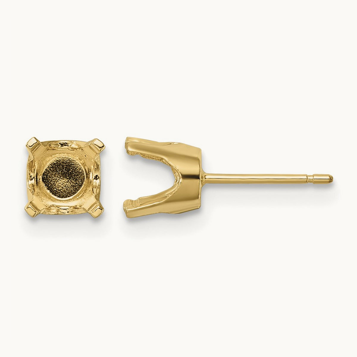 Setting: Round Stud Earring Mounting with backs, 5.75mm in 14K Yellow Gold