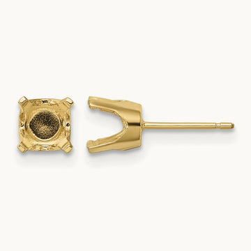 Setting: Round Stud Earring Mounting with backs, 5.75mm in 14K Yellow Gold
