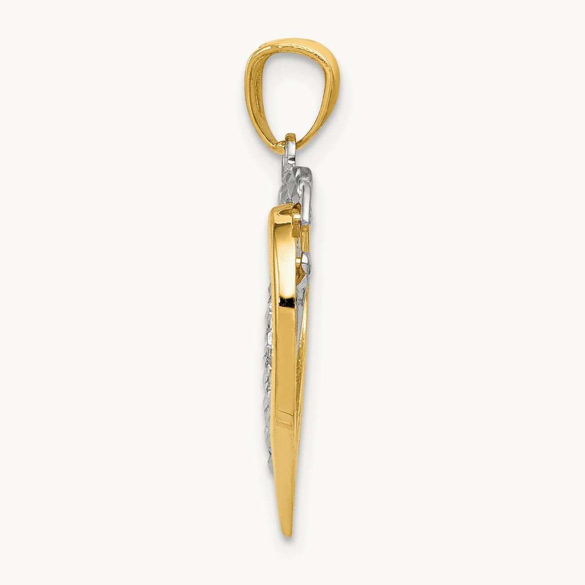 Polished Diamond-cut Intertwined Hearts Pendant, 14K Two-tone