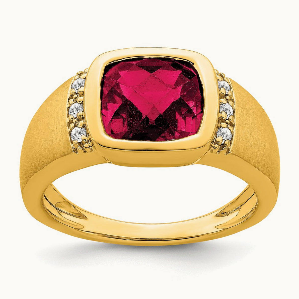 Created Ruby and Diamond Mens Ring, 14K