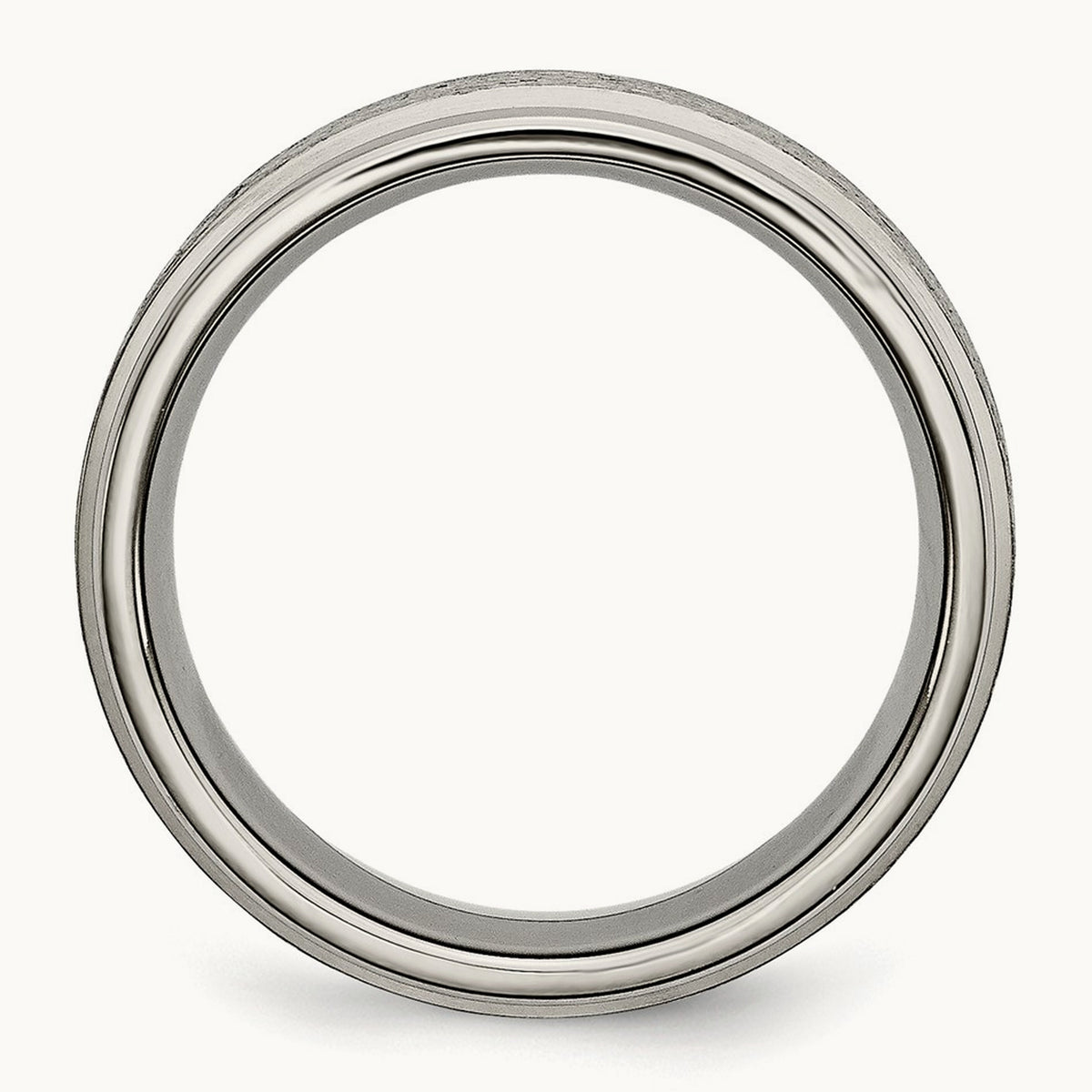 Brushed Center Ridged Edge Band, 8mm, Titanium