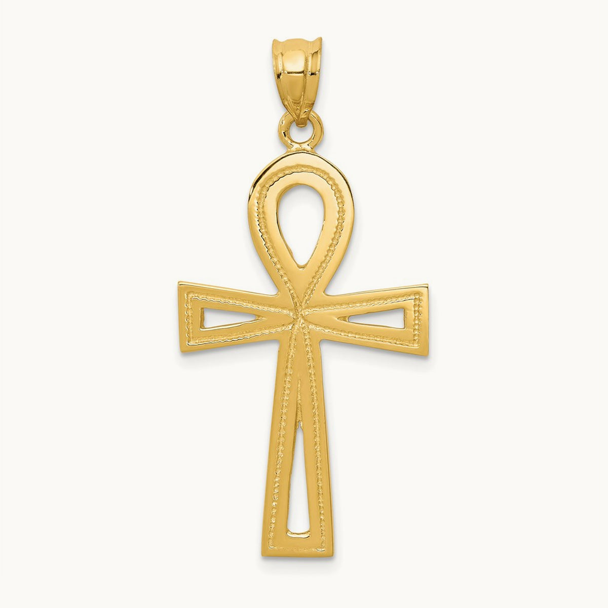Ankh Cross Charm — 14K Yellow Gold, 39mm